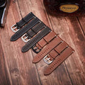20mm 21mm 22mm Top Grain Lichee Pattern Genuine Leather Watchbands Two Piece Heavy Duty Buckle Vintage Calf Leather Watch Straps
