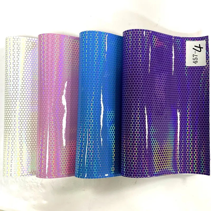 0.7mm Mirror Laser Small Football Pattern Hairy Base Faux Leather Fabric Synthetic Leather for Diy Making Bag Shoes Crafts