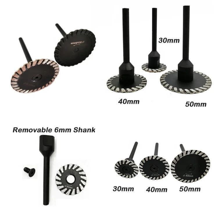 30 40 50 60 75mm Hot Pressed Mesh Turbo Carving Cutting Disc Diamond Saw Blade With Removable Flange M14 5/8-11 for Stone Granit