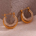 18K PVD Gold Plated Stainless Steel Earring Water-Proof Double Layer Shining Zircon Hoop Stylish Trendy Wedding Gift Jewelry