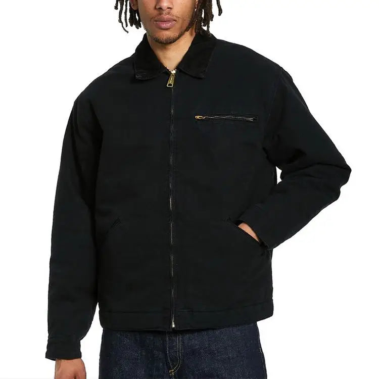100% Cotton Canvas Jackets Padded Lining Men Work Jackets With Zipper Pocket