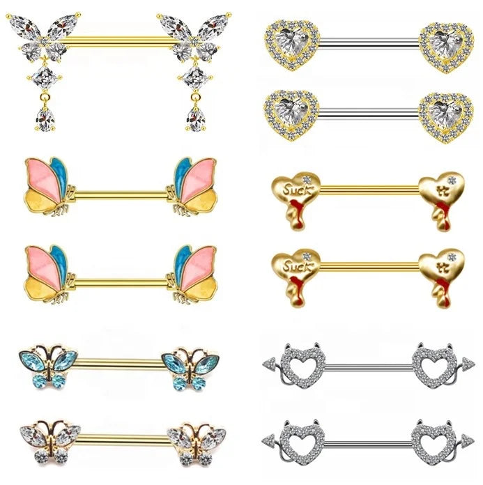 Gaby New Design Bunny Rings Stainless Steel butterfly Nipple Rings Women Nipple Piercing Wholesale Piercing Jewelry