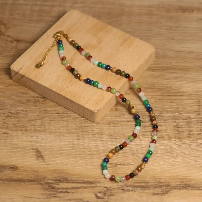 Fine Jewelry 4mm Minimalist Necklaces Fashion Jewelry  Healing Crystal Multi Beaded Necklace Gift for Women Girls