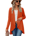 Women's Long Sleeve Hooded Casual Cardigan Open Front Lightweight Knit Cotton-Filled Trendy Style Spring Solid Color Button