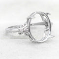Sterling Silver 12*14mm Semi Mount Ring Empty Frame Blank Support Claws Setting S925 Base Holder Without Center Stone for Inlay