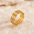 Nabest Tarnish Free Geometric Open Ring Hollow Jewelry Women Stainless Steel 18K Gold Plated Adjustable Rings