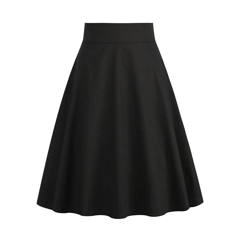 Good Quality Vintage Women Cotton A-line Skirts Summer Skater Ladies High Waist Casual Skirt