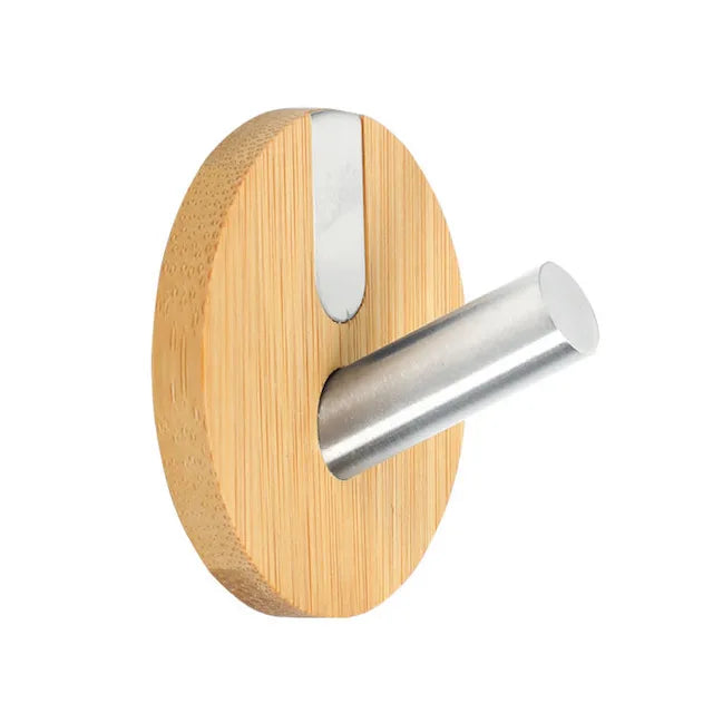 Hat Hook Round Shape Hat Hand Towel Hook Bathroom Adhesive Bamboo Wall Hooks