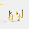 Fashion Simple Jewelry 14K Gold Plated Brass Cz Zircon Double Line Ear Clip Stud Earrings for Women Girls