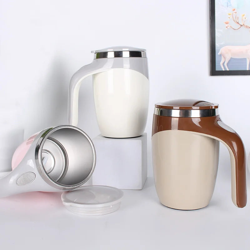2024 Best Seller 304 Stainless Steel 400ml Double Wall Insulated Eco-Friendly Office Self Stirring Coffee Mug with Battery