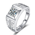 Luxury Design Eourpe Style Wedding Party 925 Sterling Silver Platinum Plated Zircon Men Ring