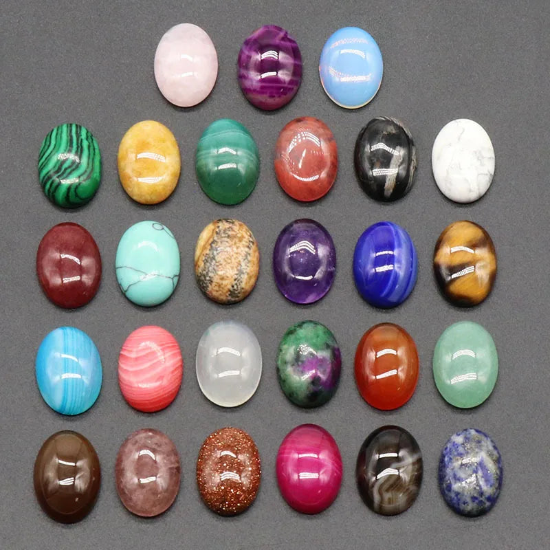 Cabochons Stone Oval Bead Natural Stone Charms Healing Crystal Cabochons for Jewelry Making Charms Pendants Earrings DIY 13x18mm