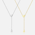 FUAMAY Sterling Silver 925 Simple Heart Charm Necklace With Adjustable Silicone-lined Sliding Ball Lariat LOVE Heart Necklace