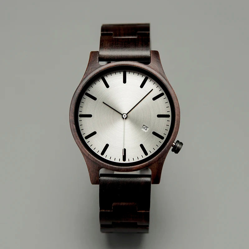 For DODO DEER Men's Quartz Watch Auto Date Feature Glass Dial Window 20mm Band Width Wooden Fashion Japan Movement Set Paper Box