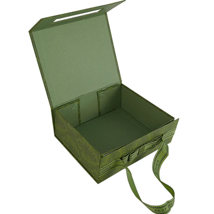 Luxury Custom logo Printed Foldable Magnetic Closure Folding Clothing Packaging Gift Box with Handle