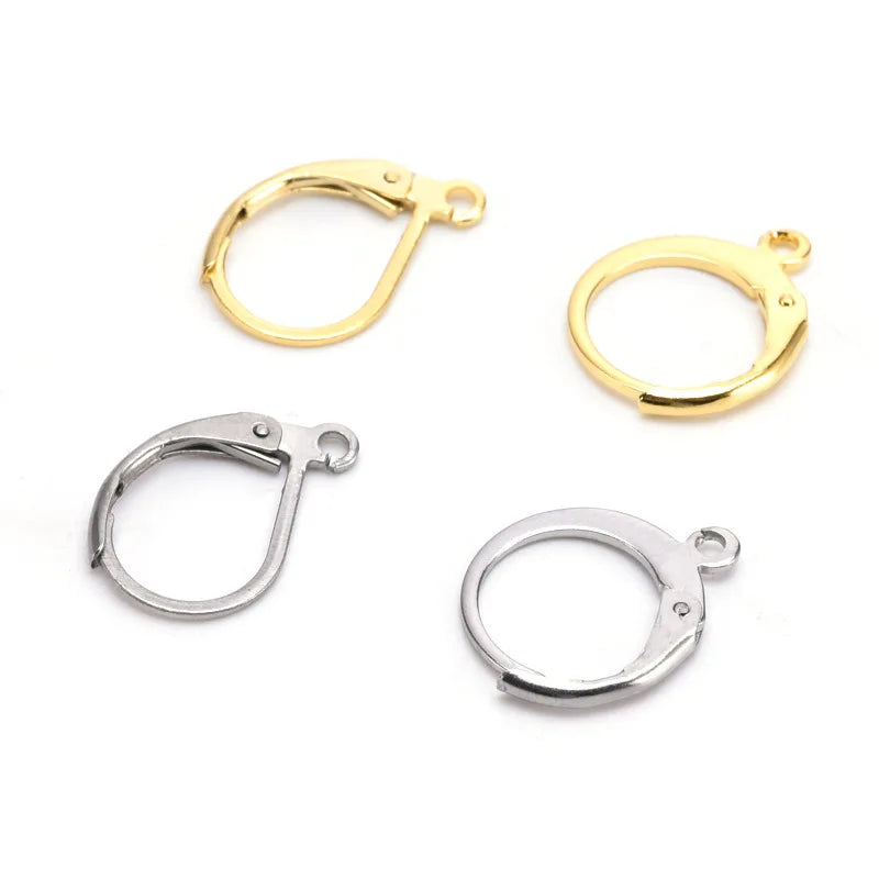 Stainless Steel Gold Plated Hypoallergenic Ear Findings and Components French Earrings Huggie Hoop for Women Jewelry Making