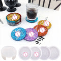 YS DIY Coaster Resin Plaster Mold Candle Silicone With Storage Box Mould Casting English Greetings Funny Words Plaster Coaster