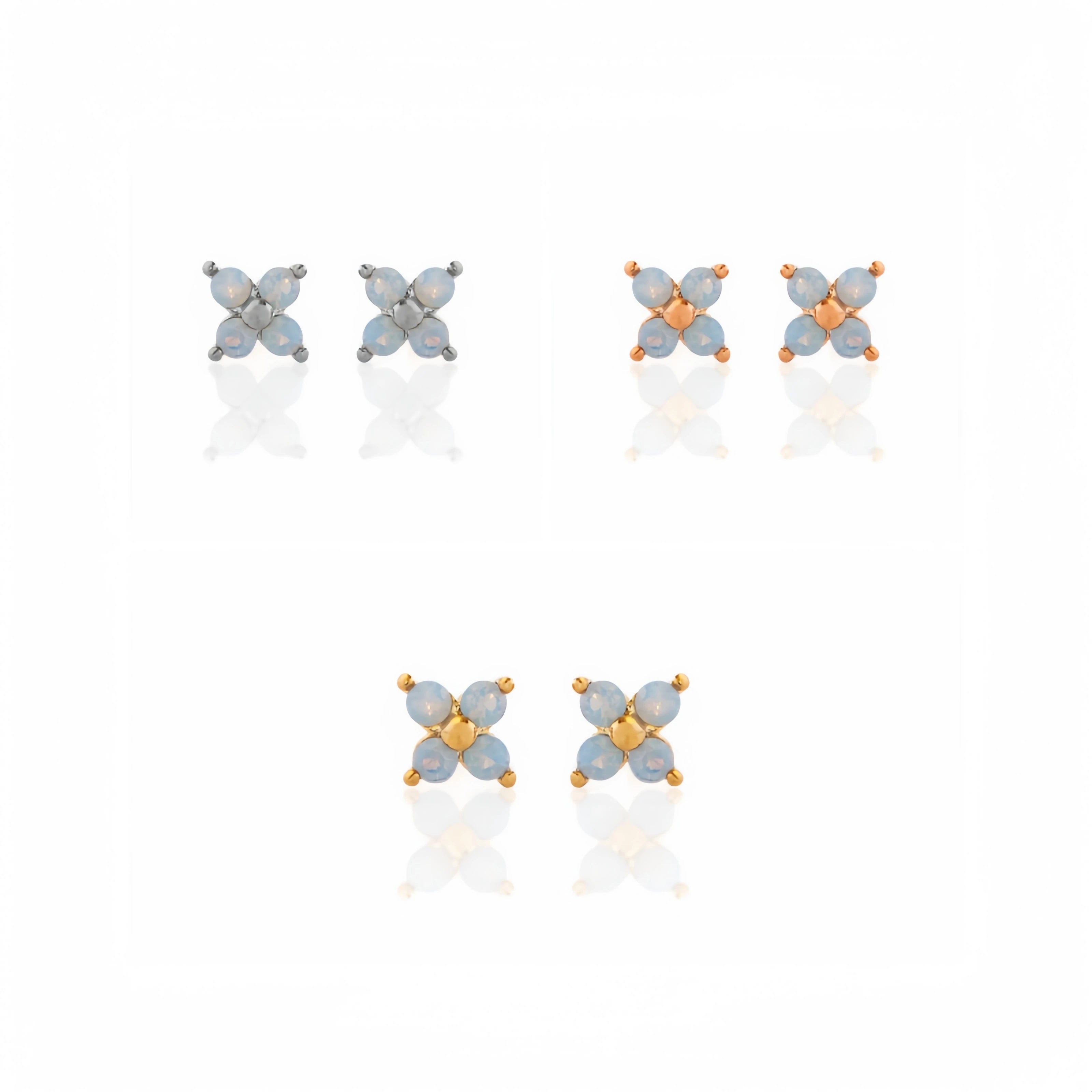 ZUOLA Wholesale Eco-friendly Brass 925 Silver Pole  Flower Shape Cute Colorful Zircon Stud Earrings Women's