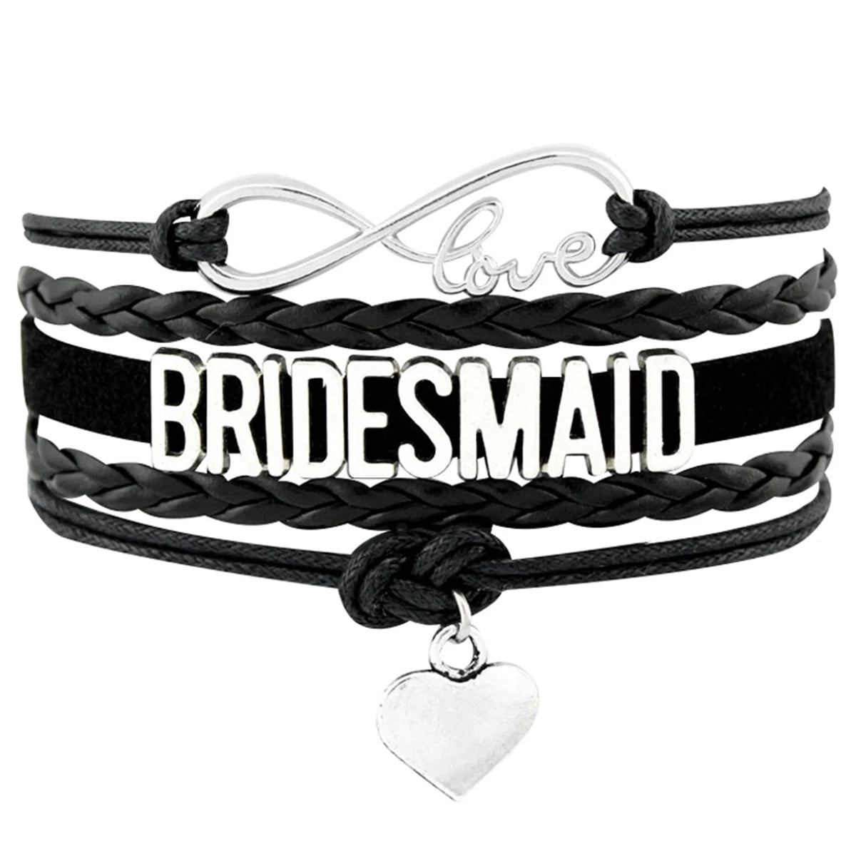 Manufacturer Wedding Engagement Leather Bracelet Maid of Honor Bride to Be Bridesmaid Flower Girl Heart Wrap Leather Bracelet