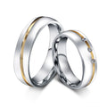 OAHLAN Men Women Wedding Jewelry 6MM Band Gold Plated Cubic Zirconia Inlay Stainless Steel Couple Lovers' Rings