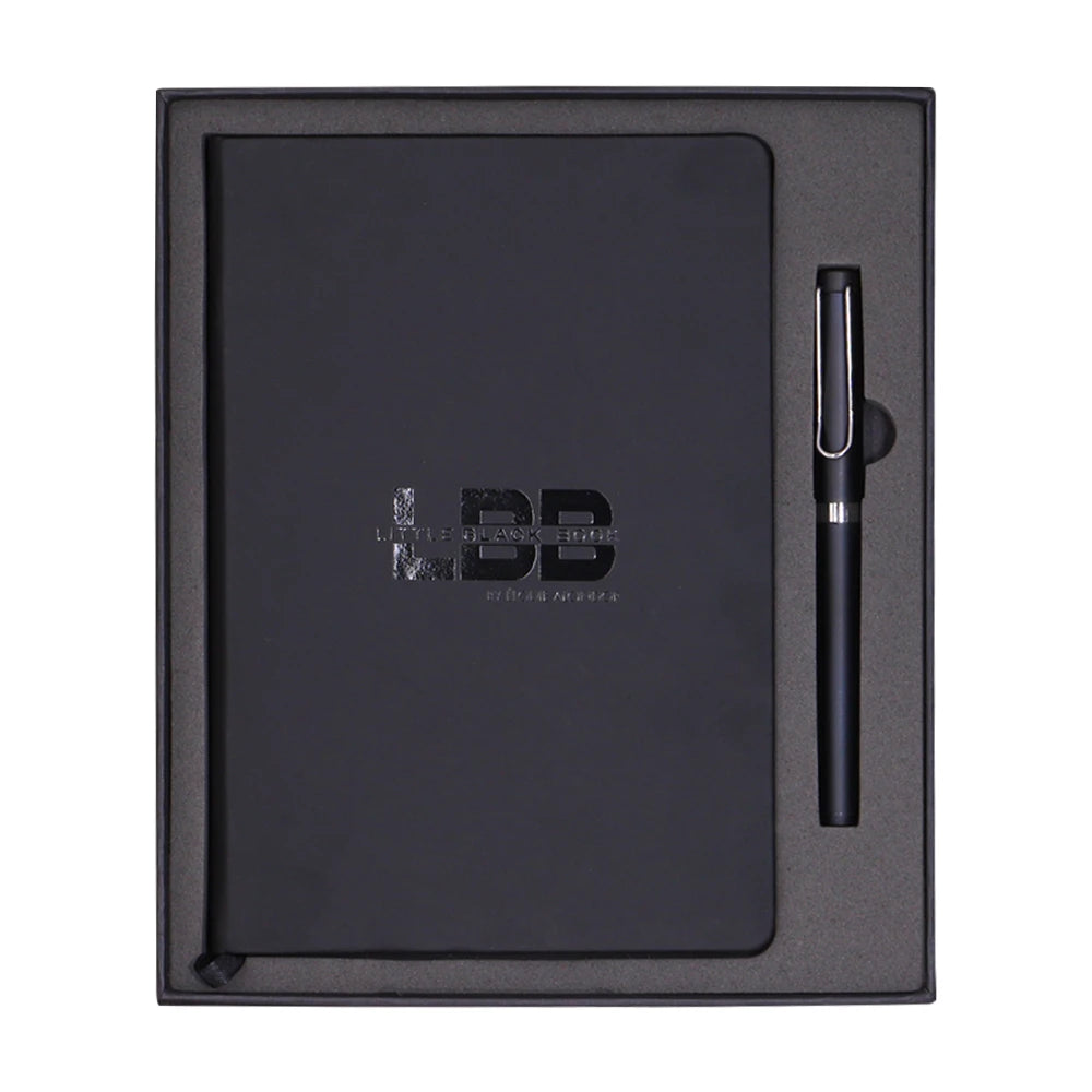 Organizer Stationery Journal Planner Leather Notebook Black Card Paper Gift Set