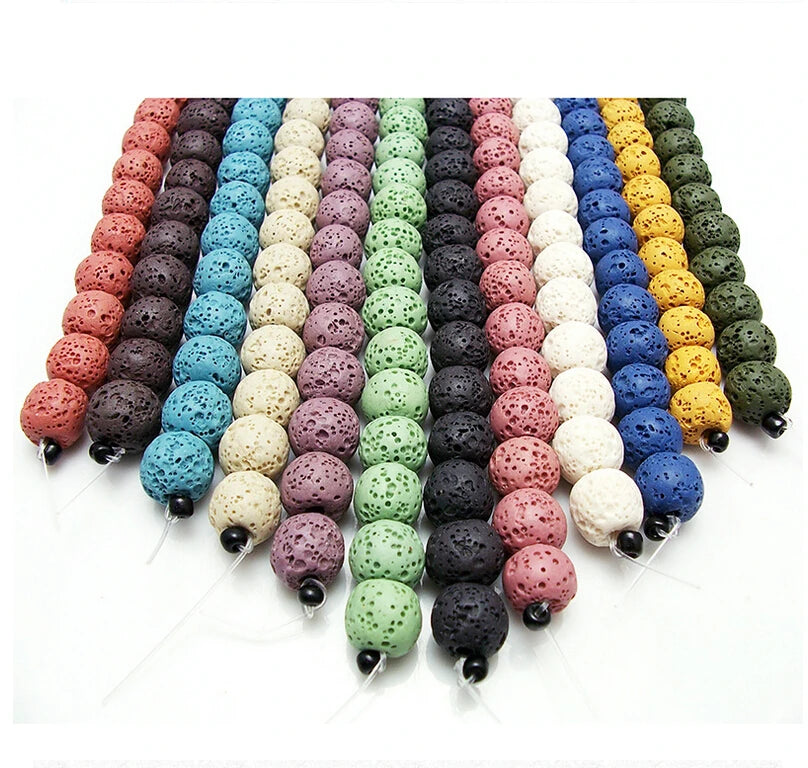 8mm Wholesale Colorful Volcanic Lava Round Loose Gemstone Beads Natural Stone for Jewelry Making