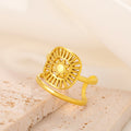 Stainless Steel Hollow Sun Pattern Ring Multi Lines Square Shape Ring Gold Plated Jewelry Gifts for Women Men