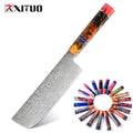 Hot Products Damascus Kitchen Knives Stabilized Wood Octagonal Handle Sharp Chef Cleaver Nakiri Knife Family Vegetable Knife
