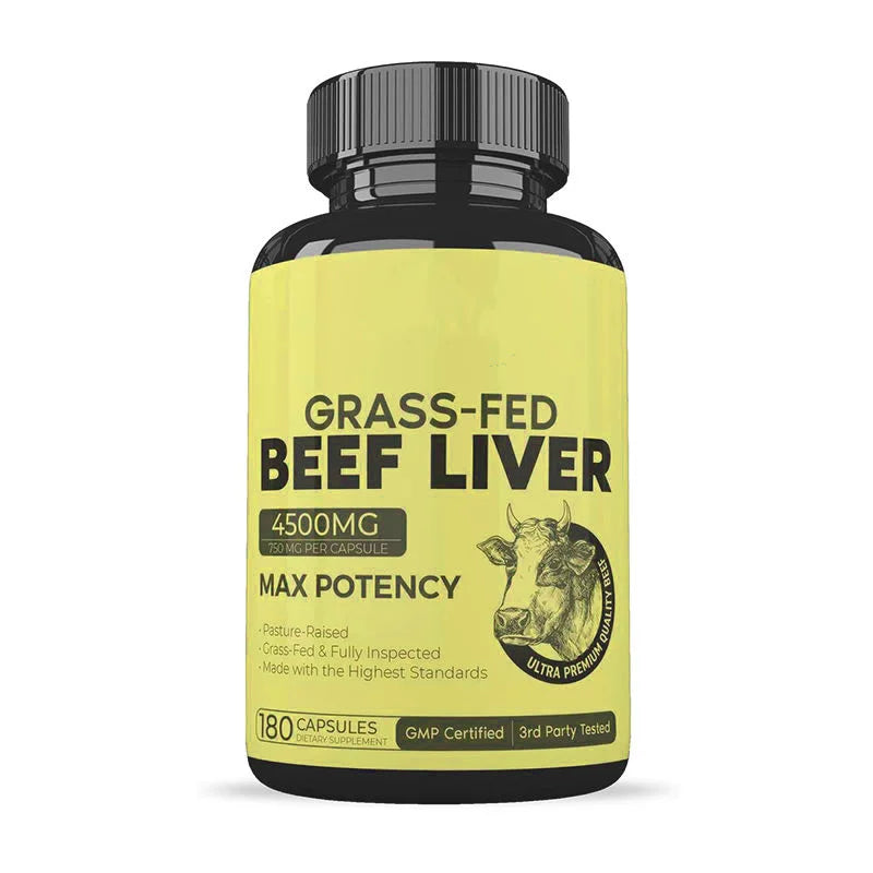 Private Label Beef Liver Capsules Natural Iron Vitamin A B12 for Energy Humanely Pasture Raised for Healthy Teeth and Skin