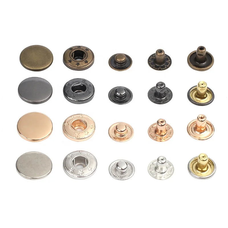 Factory Outlet Custom Black Silver Gold Brass Round Metal Snap Button for Clothing Leather Handbag