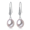 Wholesale 21524 Earrings Fashion Elegant 10mm Natural Fresh Water Pearl Earring Women Sterling Silver Earring