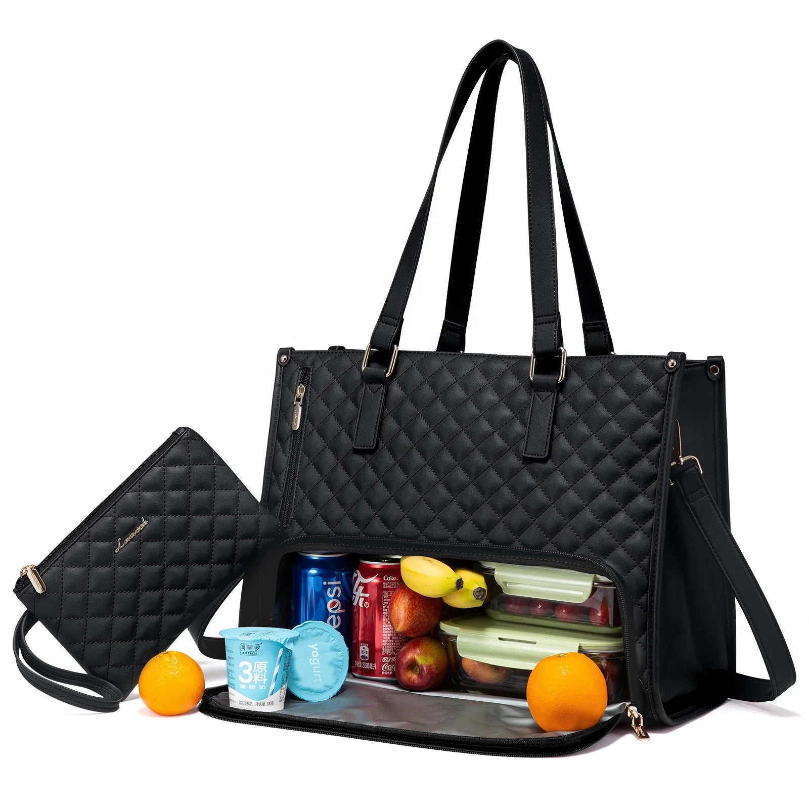 LOVEVOOK Wholesale Multi-functional Handbag Fashion Quilted Shoulder Bag Large Capacity Cooler Bags With 15.6in Laptop Hand Bags