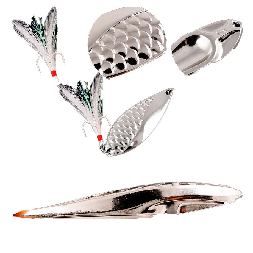 Wholesale Metal Fishing Jig Lures Sea Water Fishing Bait Peche Jig With Feather Treble Hook