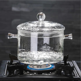 1.3L High Borosilicate Glass Cooking Pot Open Fire Heating Mini Saucepan Noodle Bowl Soup Pot with Beading Handle