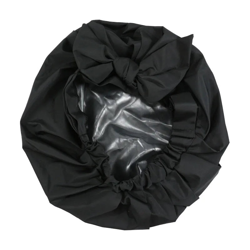 Custom Logo Eco-Friendly Elastic Bathing Hairwrap Waterproof Satin Silk Shower Cap for Women Travel-Friendly Bonnet