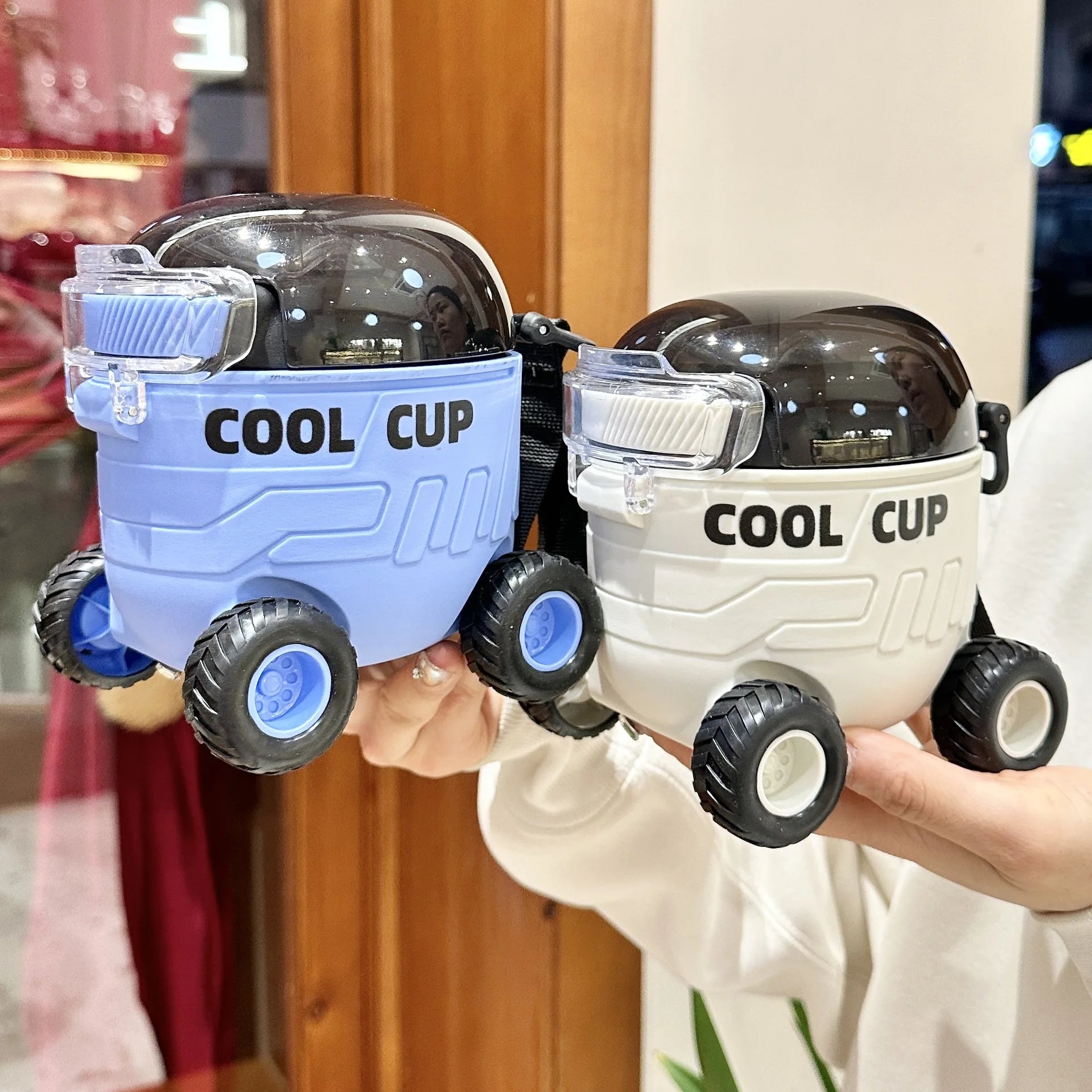 XHL SUB Cartoon Student Water Bottle Fun Mars Rover Outdoor Portable Bouncing Straw Cup for Students