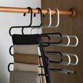 Multi-Layer S-Shaped 5 in 1 Save Space Multi-functional Folding Rack Wardrobe Organizer Scarf Pants Hanger