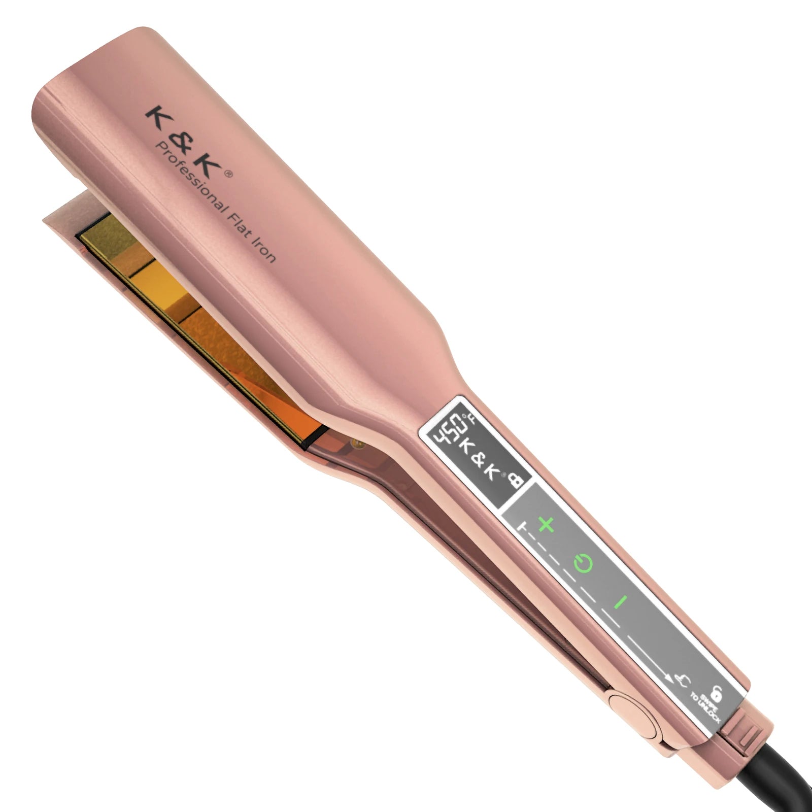 Luxury Quality Custom Orange Nano Titanium Hair Straightener Personalized LCD Display Electric Flat Iron for Household Hotel RV