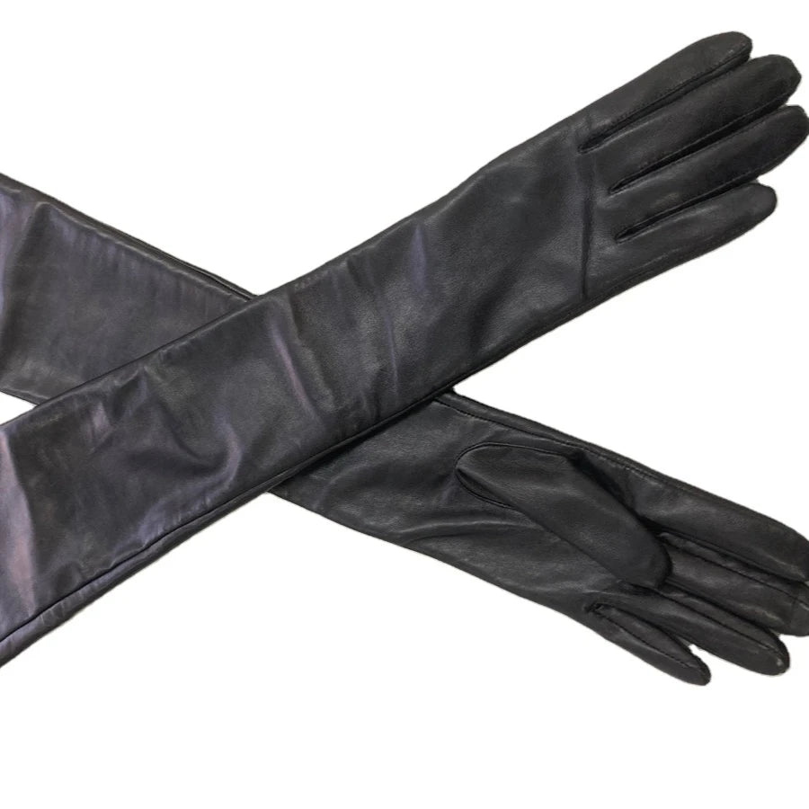 Sample Support Long Sleeve Black Fashion Gloves Women Ladies Opera Leather Gloves PU Daily Party Scenes Winter Sheepskin