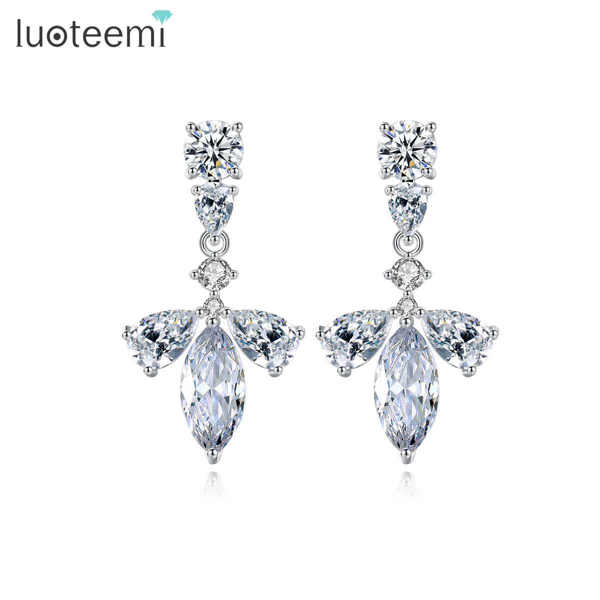 LUOTEEMI Fashion Jewellery Earring Bright New Wedding Earing Dangling Bridal Accessory Zircon Stone Jewelry