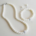 Fashion Necklace with Glass Faux Plastic Pearl Necklace Bracelet and Earring Set for Women
