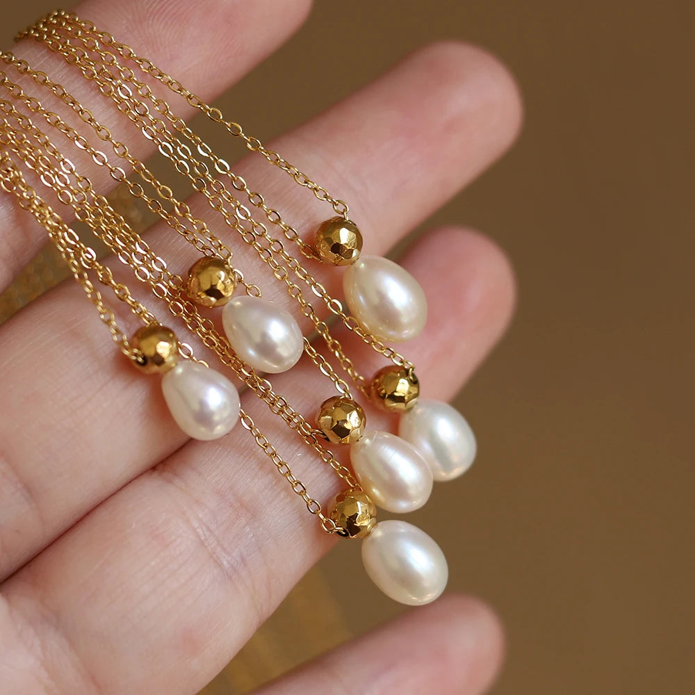 Moge Drop Shipping Ladies Vintage Clavicle Chain Perfume Bottle Water Drop Freshwater Pearl Pendant Women Accessories Necklace