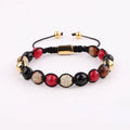 New Fashion Faceted Natural Stone CZ Pave Ball Woven Engraved Friendship Bracelet Women