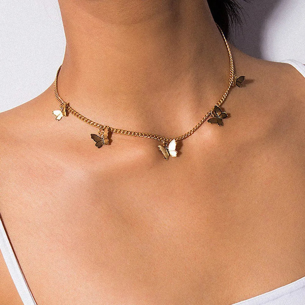 Wholesale butterfly Pendant Necklaces Gold Chain