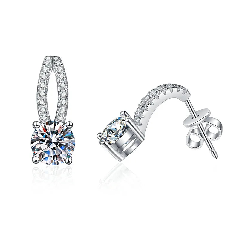 S925 Silver Moissanite Charm Classic Geometric Women's Elegant Earrings