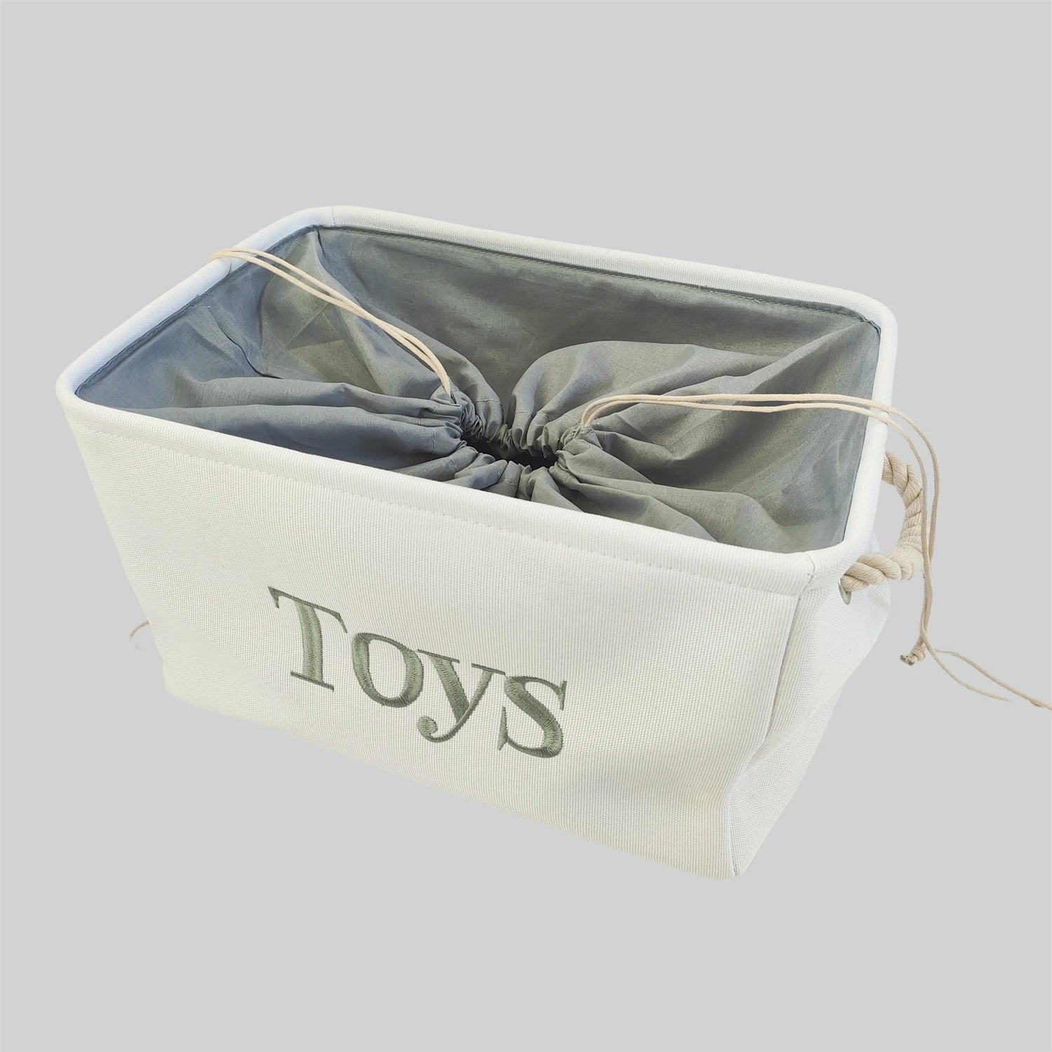 Wholesale Rectangle Cotton Linen Foldable Storage Basket with Dust Prevention for Home Sundries Organization