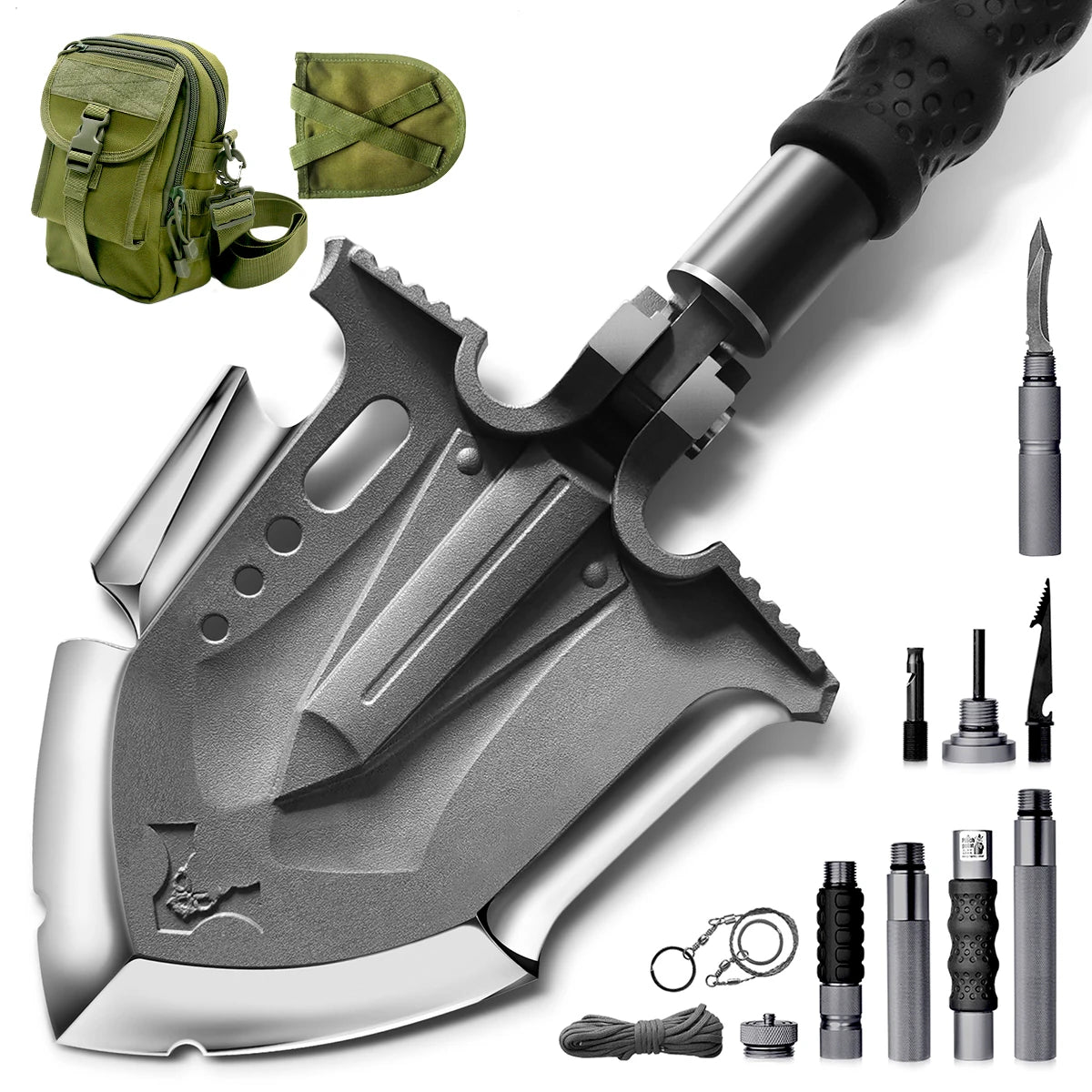 Zune Lotoo 28 in 1 Survival Shovel Kit Tactical Camping Foldable Shovel Martensitic Steel Multifunction Survival Gear