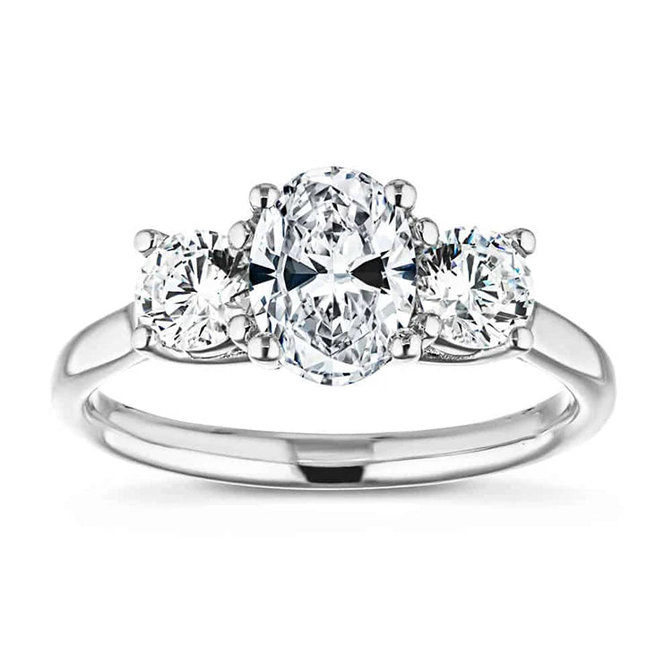 SGARIT 10K White Gold 2.5CT Lab Grown Diamond 3 Stones Engagement Ring Classic Wedding/Party Promise Ring for Ladies Fashion