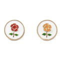 Designer Style Round Enamel Red Orange Flower Alloy Shank Button for Shirt Cardigan