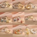 Luxury Adjustable 18k Gold Hollow Zircon Heart Butterfly Finger Ring Women Open Shiny Cz Snake Letter Knuckle Rings